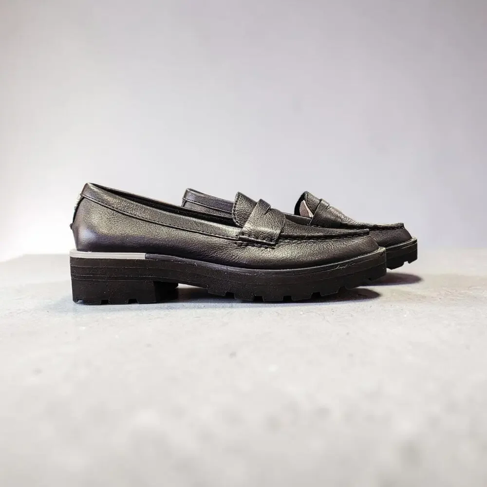 Sperry Chunky Penny Loafers Black Leather Platform Lug Sole Womens Size 6.5 NIB